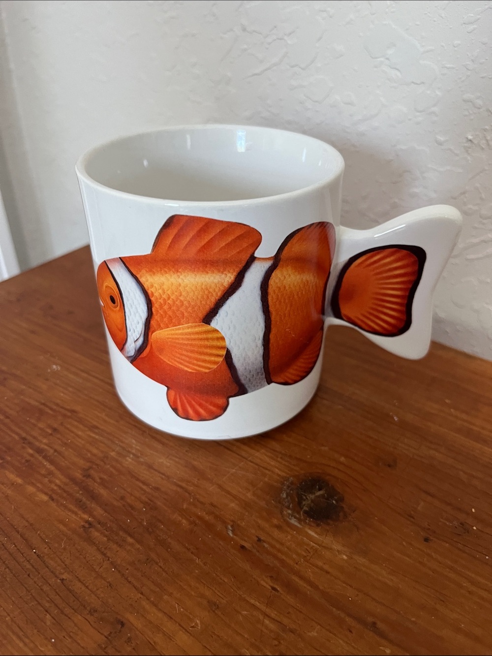 Clownfish Ceramic Mug with Fish Tail Handle - VTG 1992 Orange & White